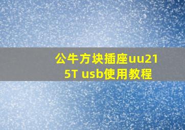 公牛方块插座uu215T usb使用教程